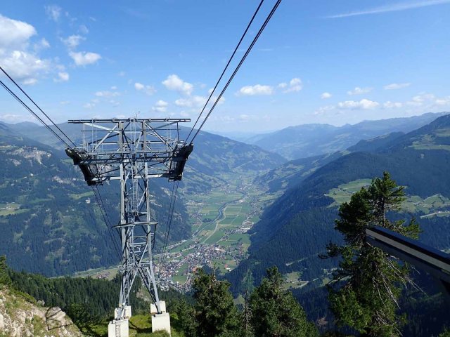 View down to Mayrhofen from Ahornbahn