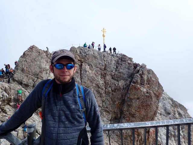 Daniel with Zugspitze summit cross in background